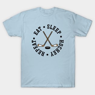 Eat Sleep Hockey Repeat Ice Hockey Field Hockey Cute Funny T-Shirt